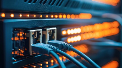 Poster - Network Cables Connected to Server Rack Data Center Technology