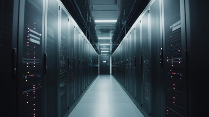 Poster - Modern Server Room Data Center Technology Corridor