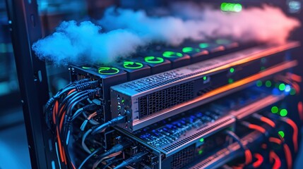 Poster - Powerful Server Room Technology Modern Data Center Network Infrastructure