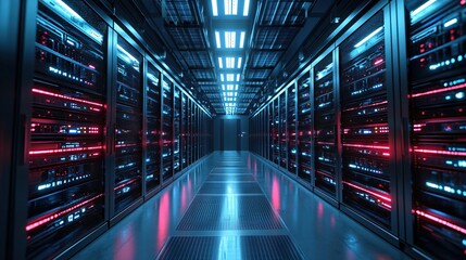 Poster - Futuristic Server Room Technology Data Center Network Infrastructure