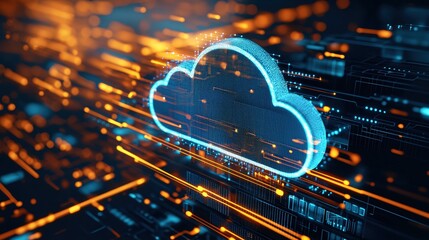 Poster - Digital Cloud Network Data Transfer High Tech Abstract Background