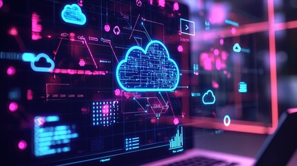 Poster - Futuristic Cloud Computing Network Data Technology Digital Innovation