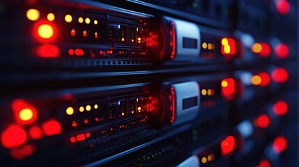 Poster - Powerful Server Rack Lights Data Center Technology Network