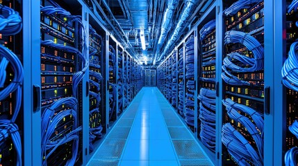 Poster - Modern Data Center Server Room Technology Network Infrastructure