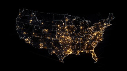 Wall Mural - Illuminated USA map. (1)