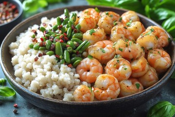 Wall Mural - Shrimp Risotto with Saut?ed Green Beans