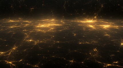 Poster - Golden Network Illumination Abstract Art Design