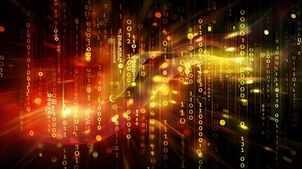Poster - A digital abstract design featuring flowing binary code and vibrant colors.