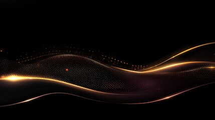 Poster - Golden Wave Abstract Digital Art Background