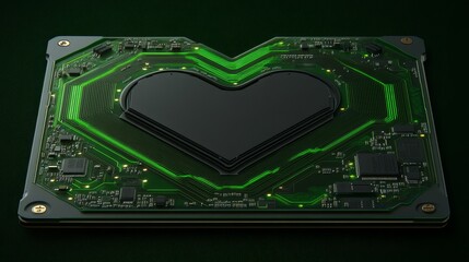 Poster - Green Circuit Board with Heart Shaped Core Technology