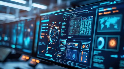 Poster - Futuristic Technology Interface: Monitoring Global Systems