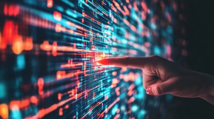 Poster - digital innovation: a hand interacting with a futuristic data stream