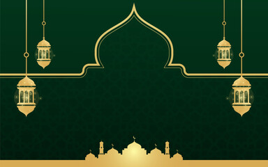 Wall Mural - Beautiful Islamic Patterned Background for Ramadan with Gold Accents