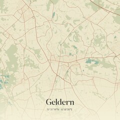 Vintage map of Geldern, Germany.
