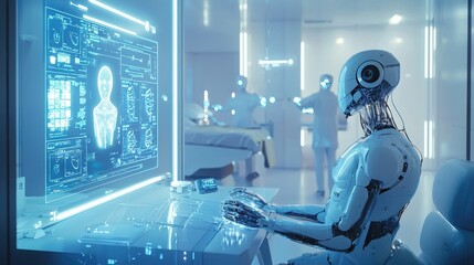 Poster - Futuristic Medical Robot Analyzing Patient Data