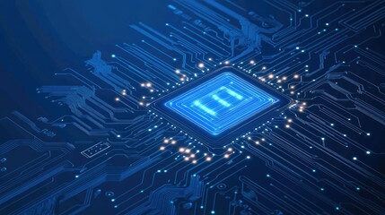 Poster - Futuristic Microchip Technology with Circuit Board Background Design
