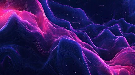 Poster - Abstract Flowing Waves in Vibrant Pink and Purple Gradient Colors
