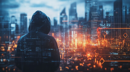 hacker are planning to hack and attack networks and cyber security systems smart digital city with c