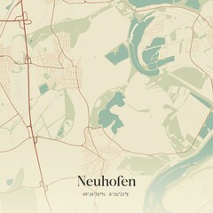 Naklejka na meble Vintage map of Neuhofen, Germany.
