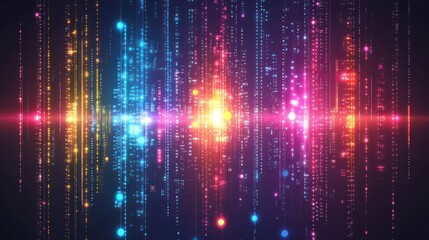 Colorful data streams flow, digital background, futuristic network