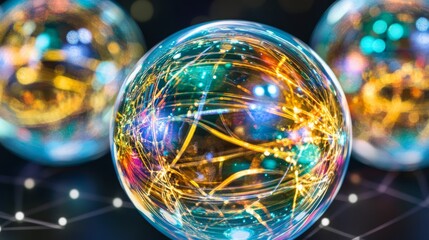 Poster - Illuminated Spheres Network Abstract Visual