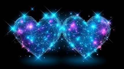 Poster - Intertwined Glowing Hearts, Abstract Love Design