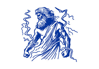 Zeus hand drawn sketch vector