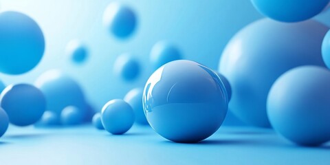 Abstract blue shapes, fluid design, 3d render, Generative AI