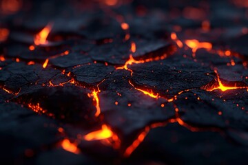 Wall Mural - Molten Lava Flows Through Cracked Volcanic Rock