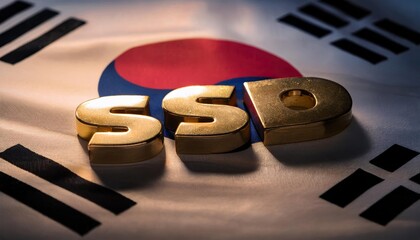 Poster - Stylized Golden SSD Letters on South Korean Flag
