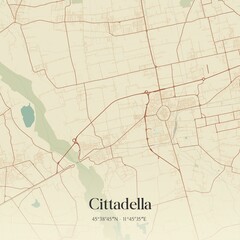  Vintage map of Cittadella, Italy.