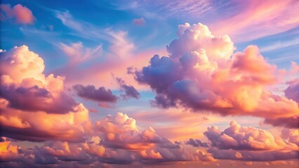 Wall Mural - Soft pink cloud formations drifting lazily across a serene sky at sunset, serene, nature,  serene, nature