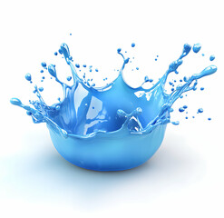 Poster - Dynamic Splash of Vivid Blue Liquid, A Stunning Visual of Energy and Movement, Captured in a Breathtaking 3D Render