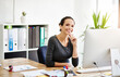 © peopleimages.com - Business smile, woman and portrait in office for financial planning, legal compliance and payroll processing. Finance manager, person and happy for budget forecasting and administration at agency
