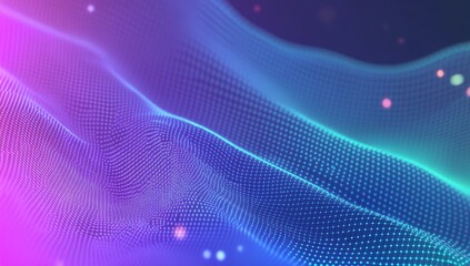 Poster - Abstract wave of glowing particles.
