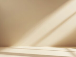Poster - Minimalist Room with Sunlight Streaming on Beige Walls and Floor for Peaceful Ambiance : Generative AI