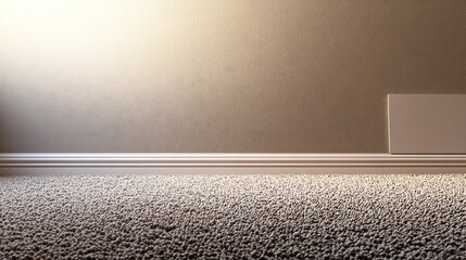 Poster - Minimalist Room with Carpet Floor and Light Beige Walls Under Soft Lighting : Generative AI