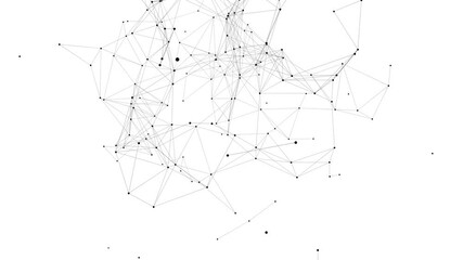 Poster - line connect network animation on white background. Line technology data connection and business background. 4k network communication plexus background.