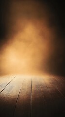 Poster - Warm Lighted Wooden Floor with Deep Smoky Feel and Atmospheric Background : Generative AI