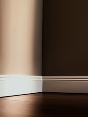 Poster - Modern wall corner with natural light casting subtle shadows on beige walls : Generative AI