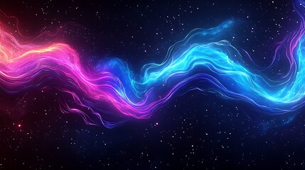 Leinwandbilder - Bright Abstract Neon Colorful Cosmic Wave in Star-Studded Space Fantasy Art : Generative AI