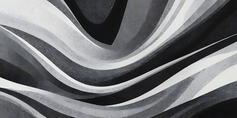 Poster - Monochromatic Flow: Abstract grayscale artwork featuring dynamic, flowing curves and lines, creating a sense of movement and depth.