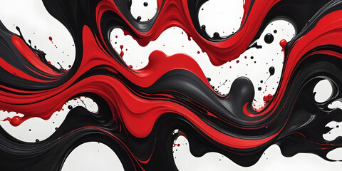 Poster - Abstract Fluid Art:  A captivating swirl of vibrant red and black paint blends and collides, creating an ethereal and dynamic abstract art composition.