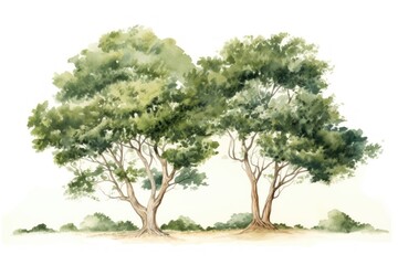 Wall Mural - Illustration of trees art illustrated painting.