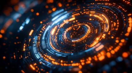 Leinwandbilder - Futuristic Digital Blue and Orange Data Network Conceptual Background : Generative AI