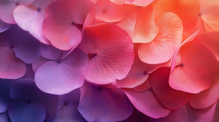 Gradient flower petals transitioning from purple to coral pink, macro floral abstract, Abstract Background 