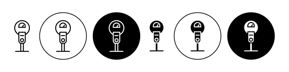 Wall Mural - Parking meter icons set in black and blue colors on white background