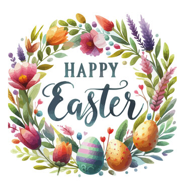 Happy Easter Day typography on a white background