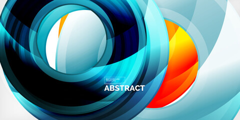 Poster - Bright colorful circles with light effects. Abstract background