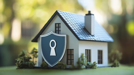 Home protected by a shield symbolizing property insurance